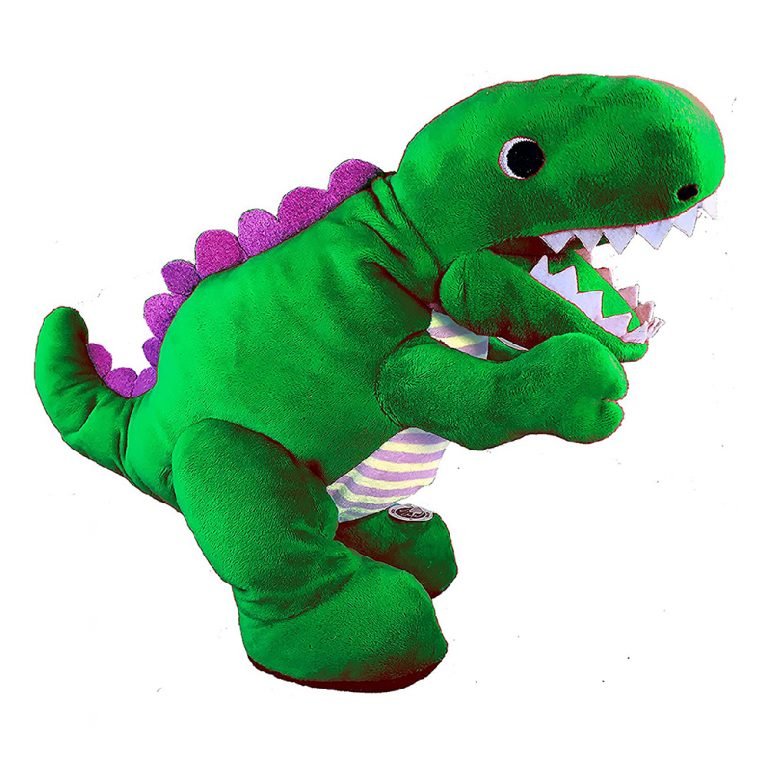 green dinosaur weighted plush